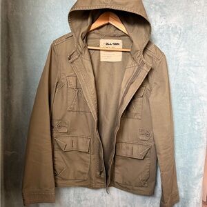Men's Olive Hooded Military Jacket